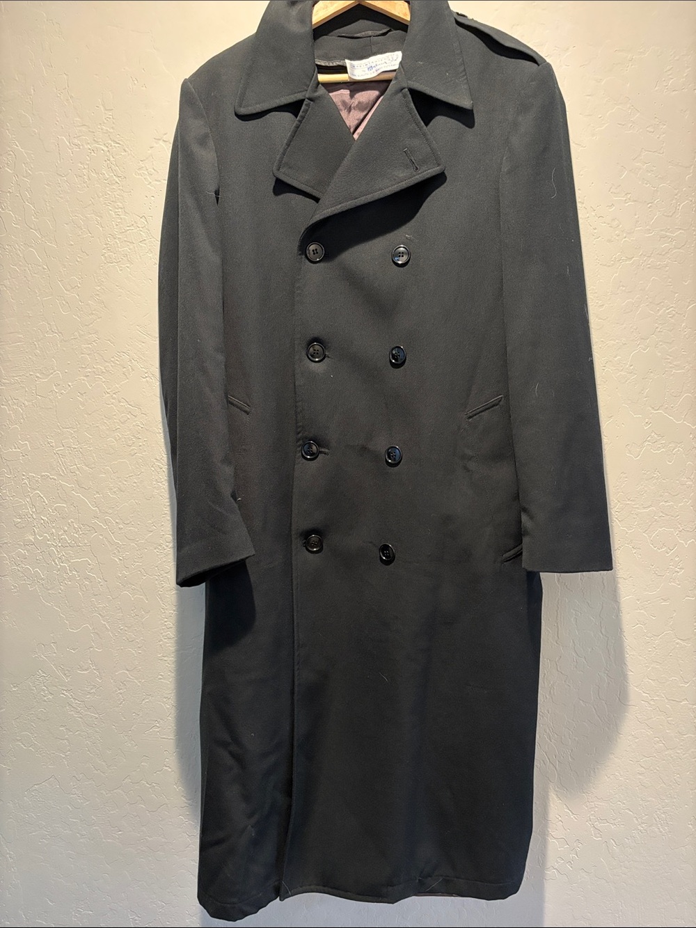 Men's Double-Breasted Black Trench Coat